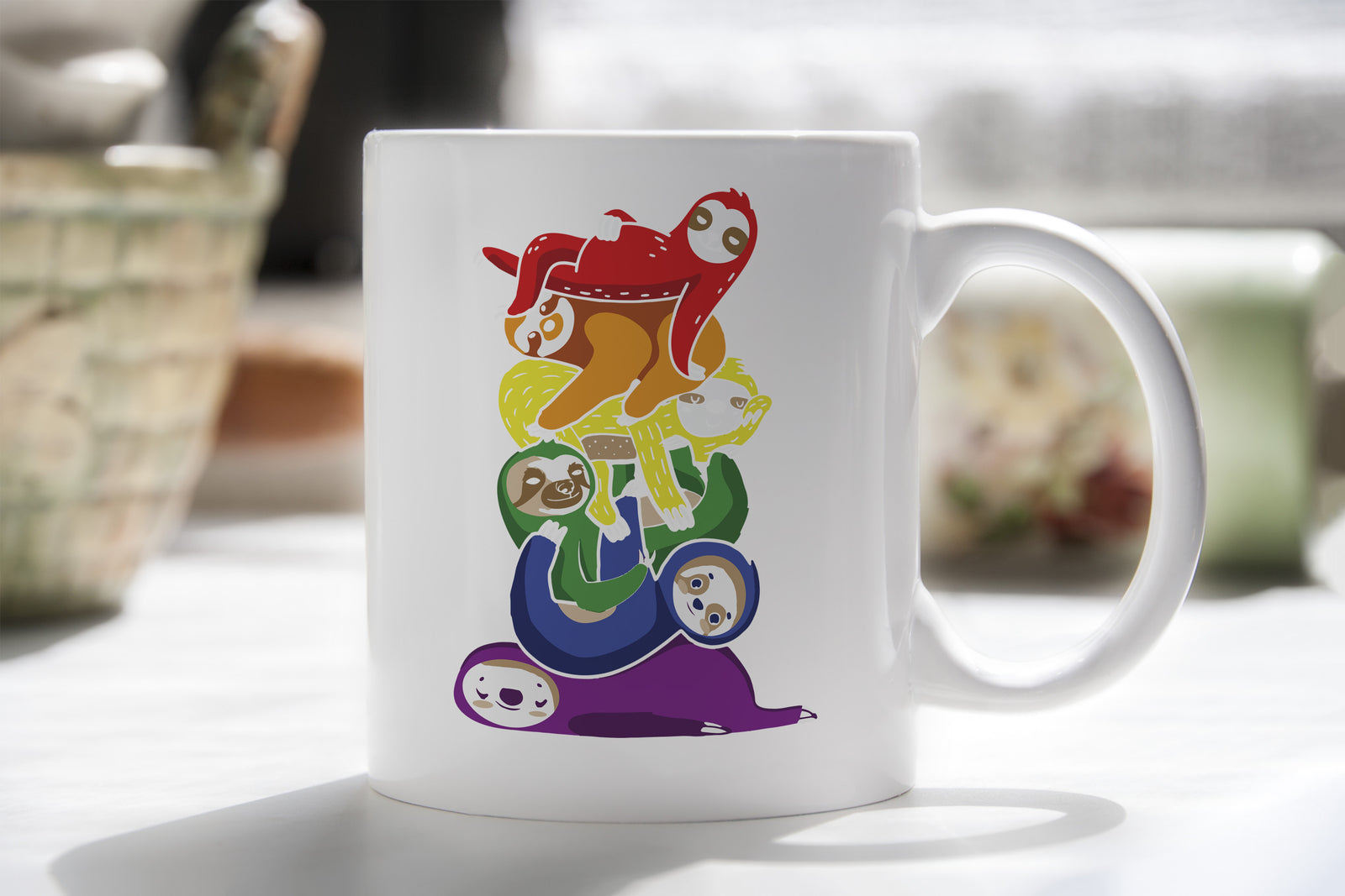 Sloth Pride Rainbow Novety Mug Love Coffee Cup