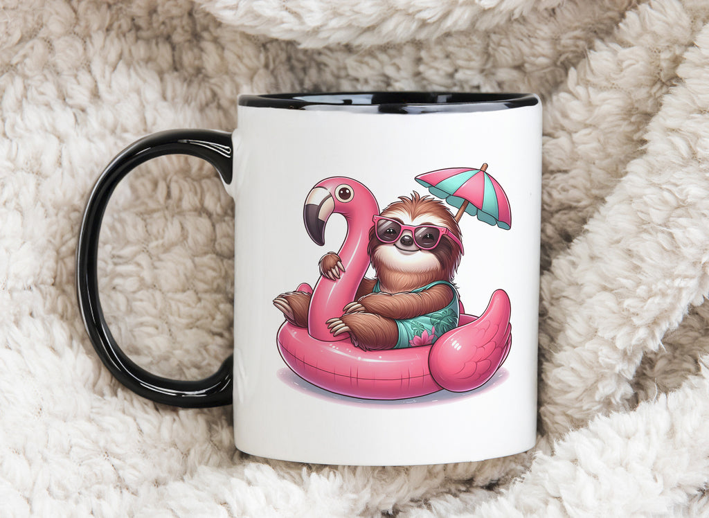 Sloth Palm Tree Float Novelty Mug Fun Coffee Cup Umbrella Tea Cup
