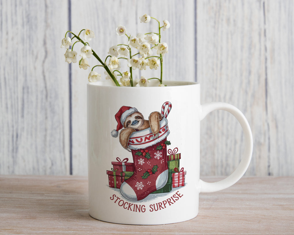 Sloth Christmas Novelty Mug Stocking Suprise Coffee Cup
