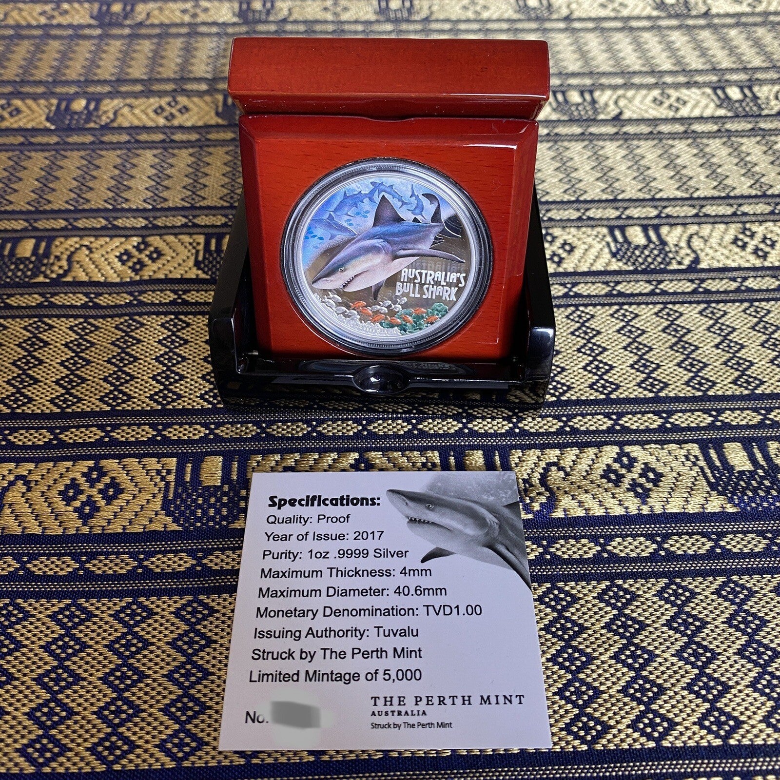 Bull Shark coin 2017 Tuvalu Deadly and Dangerous Australian Silver Proof Perth