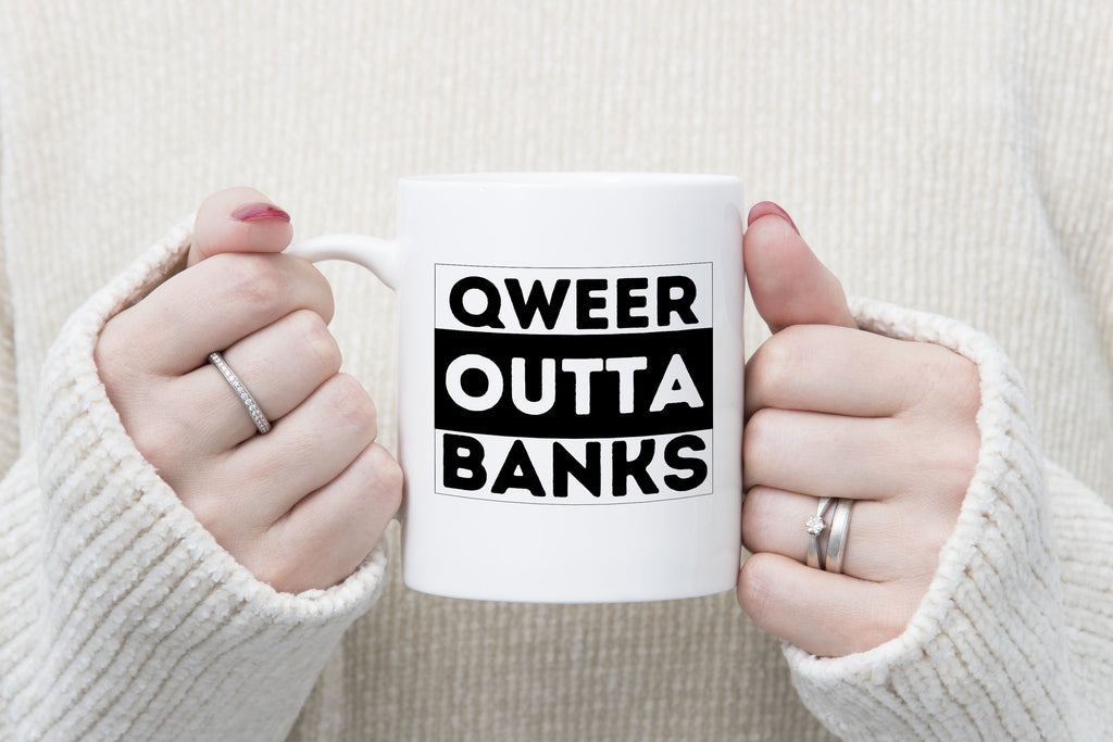 Qweer outta Banks ACT Novelty Mug Gay Pride LGBTQIA Coffee Cup