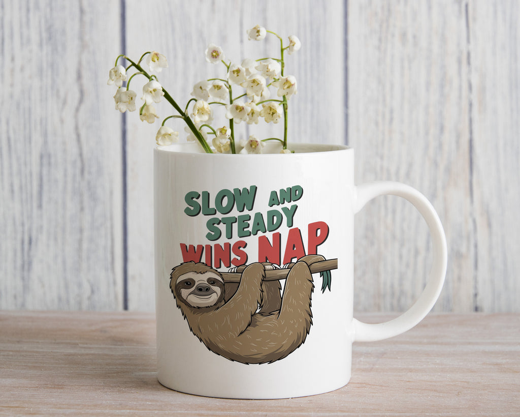 Sloth Novelty Mug Coffee Cup Slow and Steady Wins the Nap