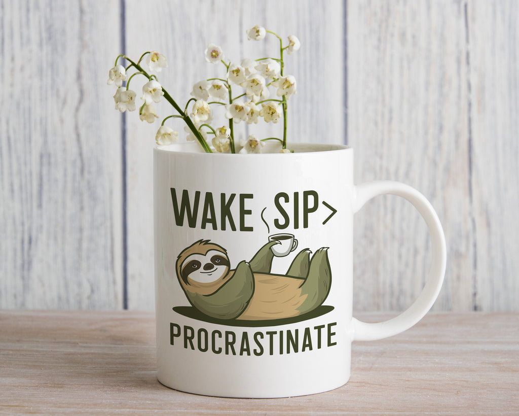 Sloth Mug Wake Up Procrastinate Sip Coffee Novelty Cup
