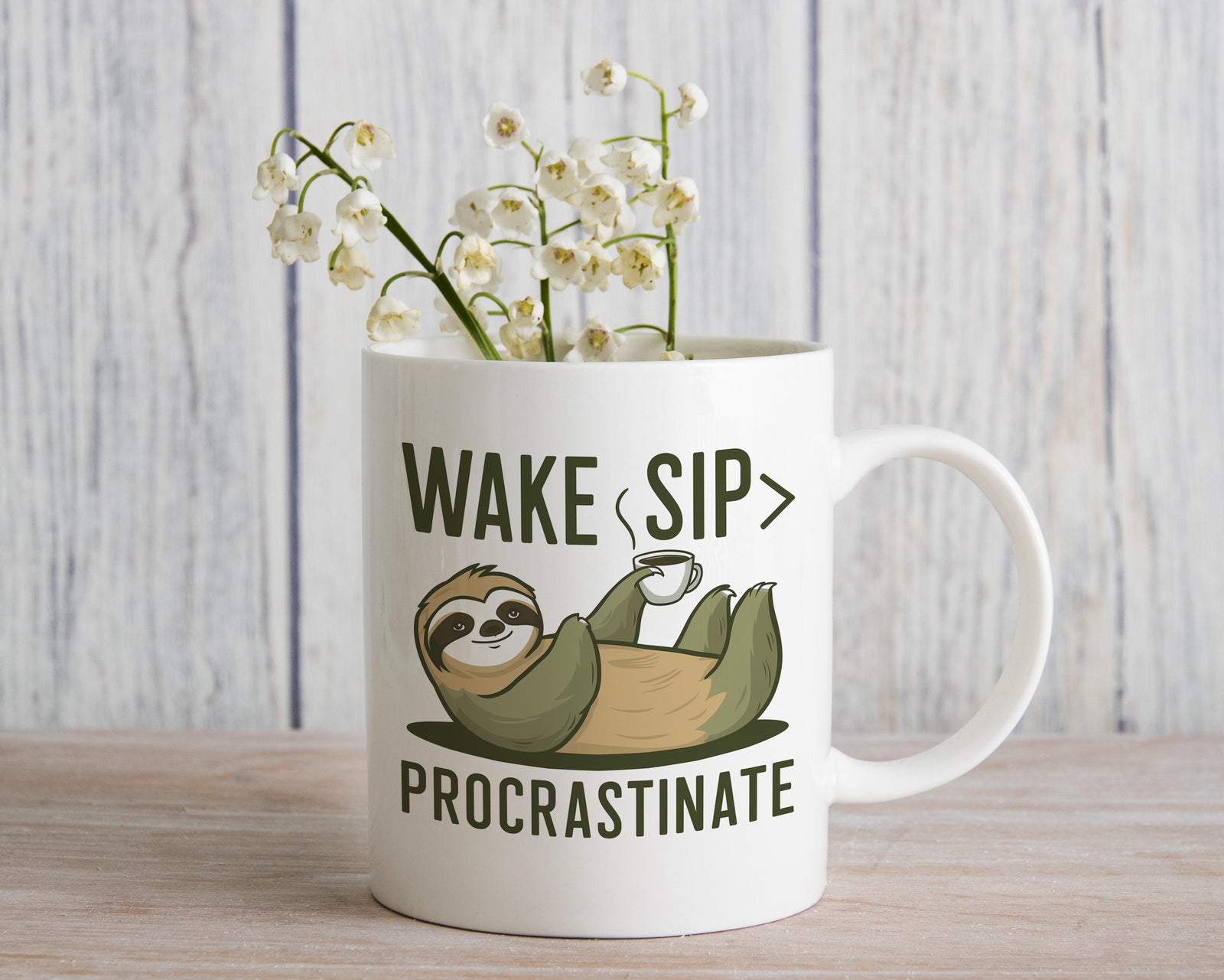 Sloth Mug Wake Up Procrastinate Sip Coffee Novelty Cup