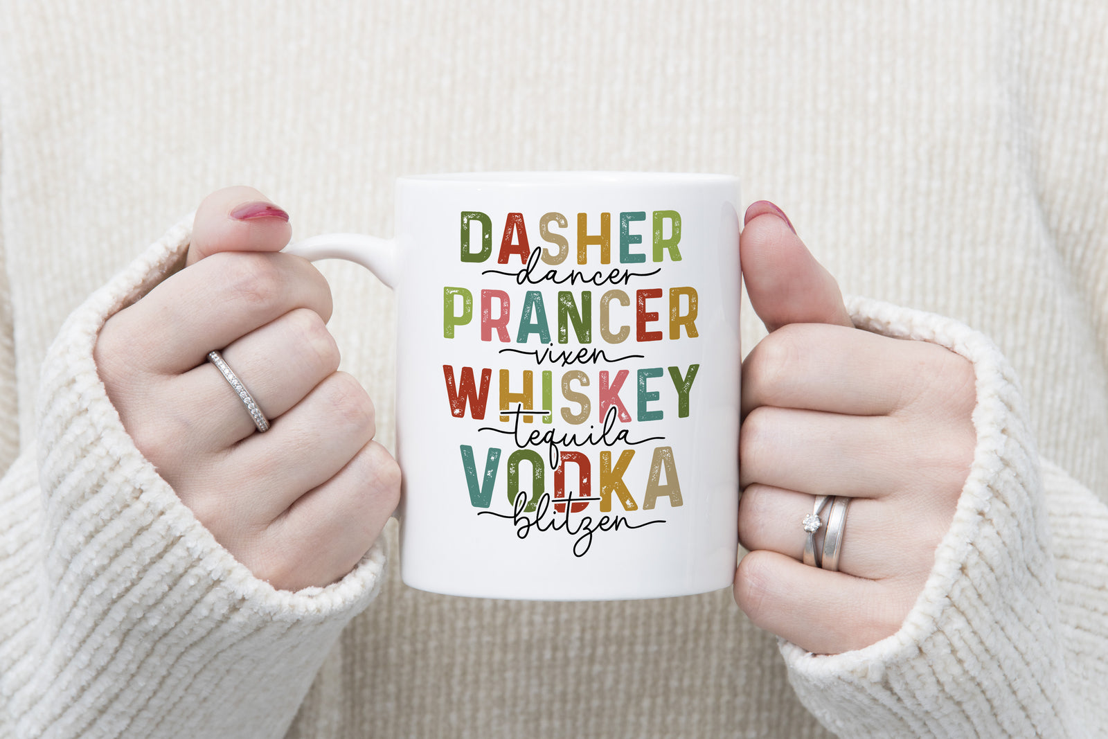 Dasher Prancer Whiskey Vodka Funny Novelty Mug Fun Coffee Cup