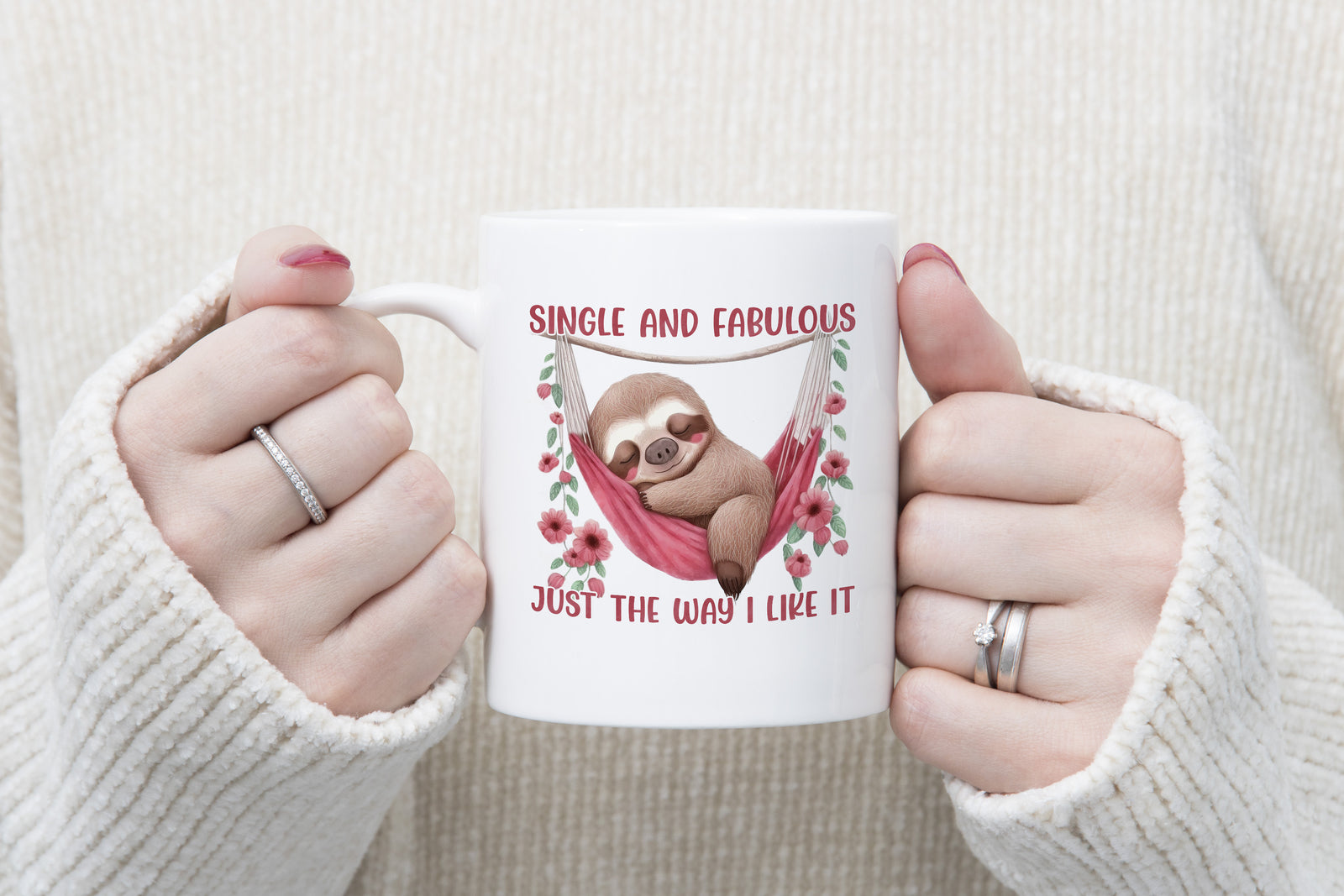 Single and Fabulous Sloth Novelty Mug anti Valentines Day Coffee Caffeine Cup