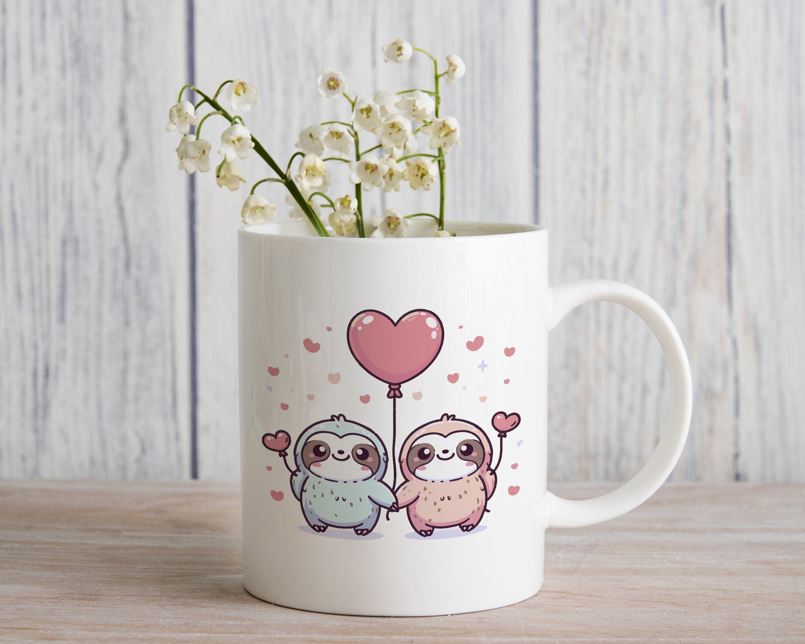 Sloth Lover Novety Mug Love Heart Balloon Coffee Cup