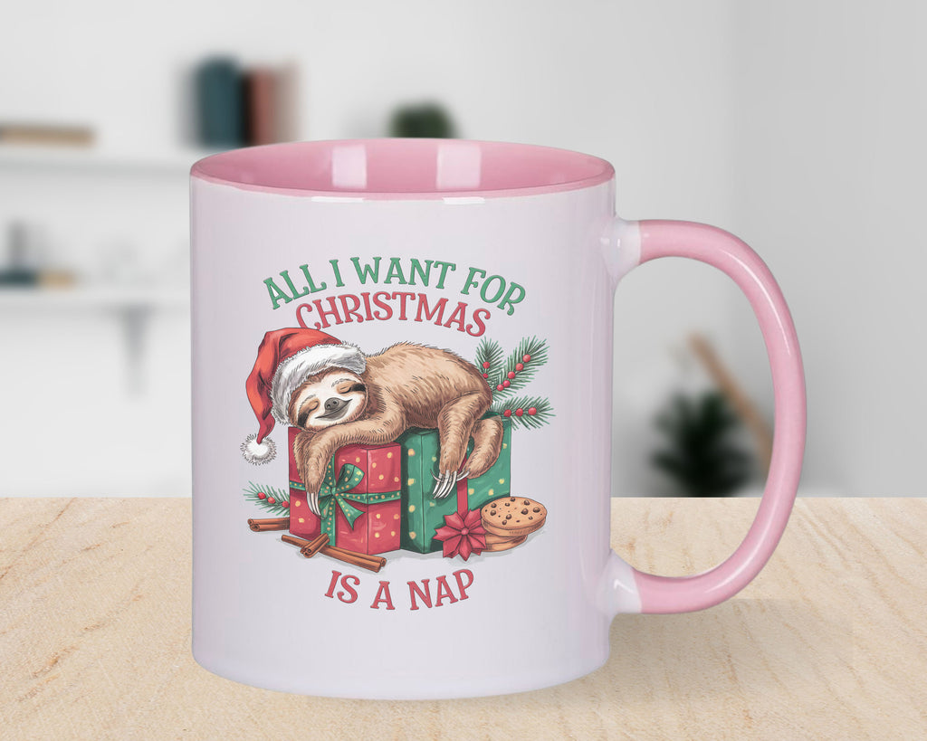 Sloth All I Want For Christmas Is a Nap Novelty Mug Coffee Cup