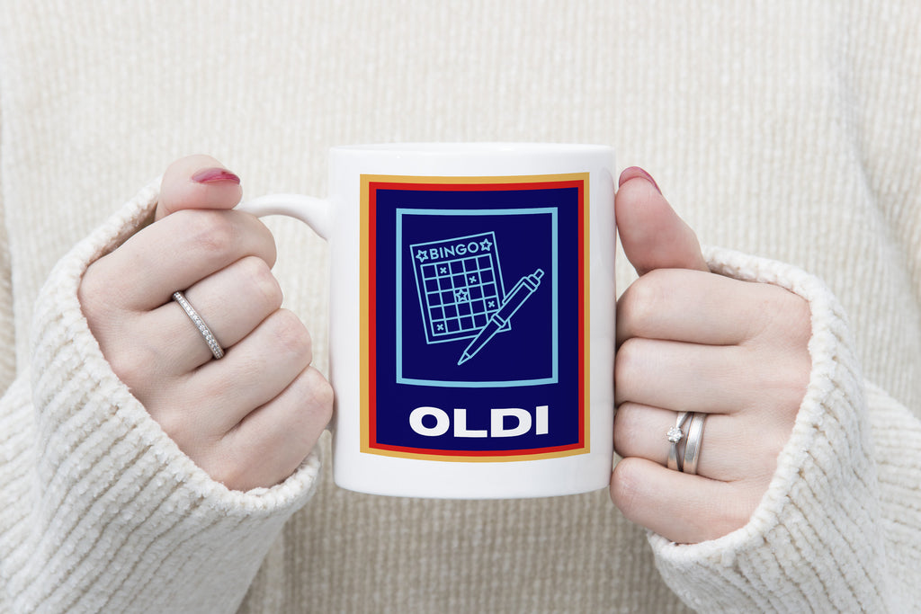 Oldi Bingo Funny Novelty Mug Aldi Parody Old Man Woman