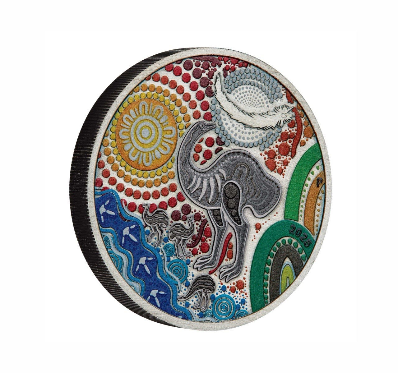 2025 Emu Utingat 2oz Silver Antiqued Coloured Perth Mint Coin Presentation Case