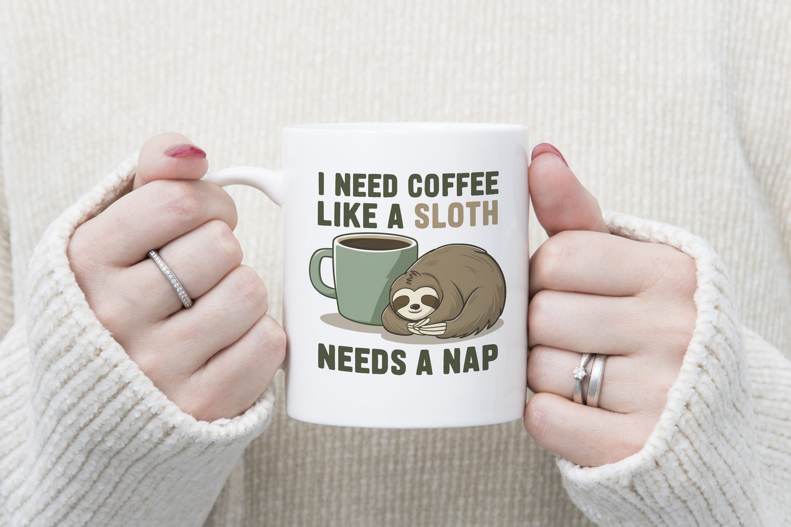 Funny Sloth Mug I need Coffee Like a Sloth Needs a Nap Tea Cup