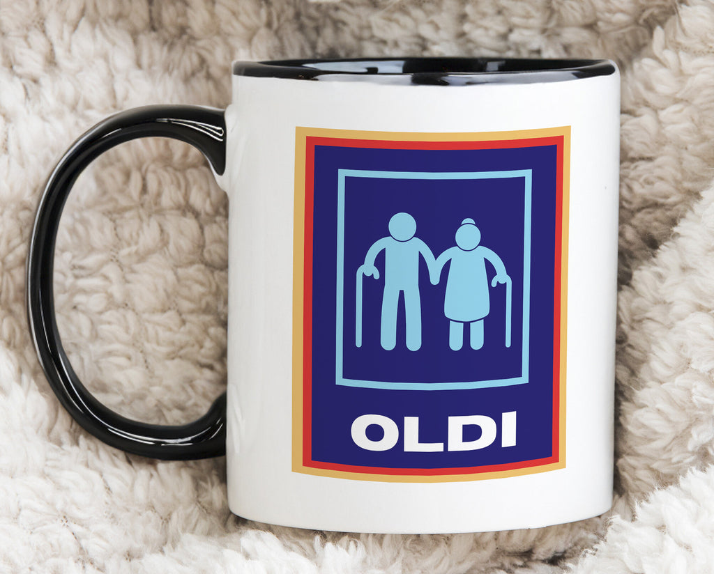Oldi Mobility Walker Funny Old Novelty Mug Aldi Old Couple Parody