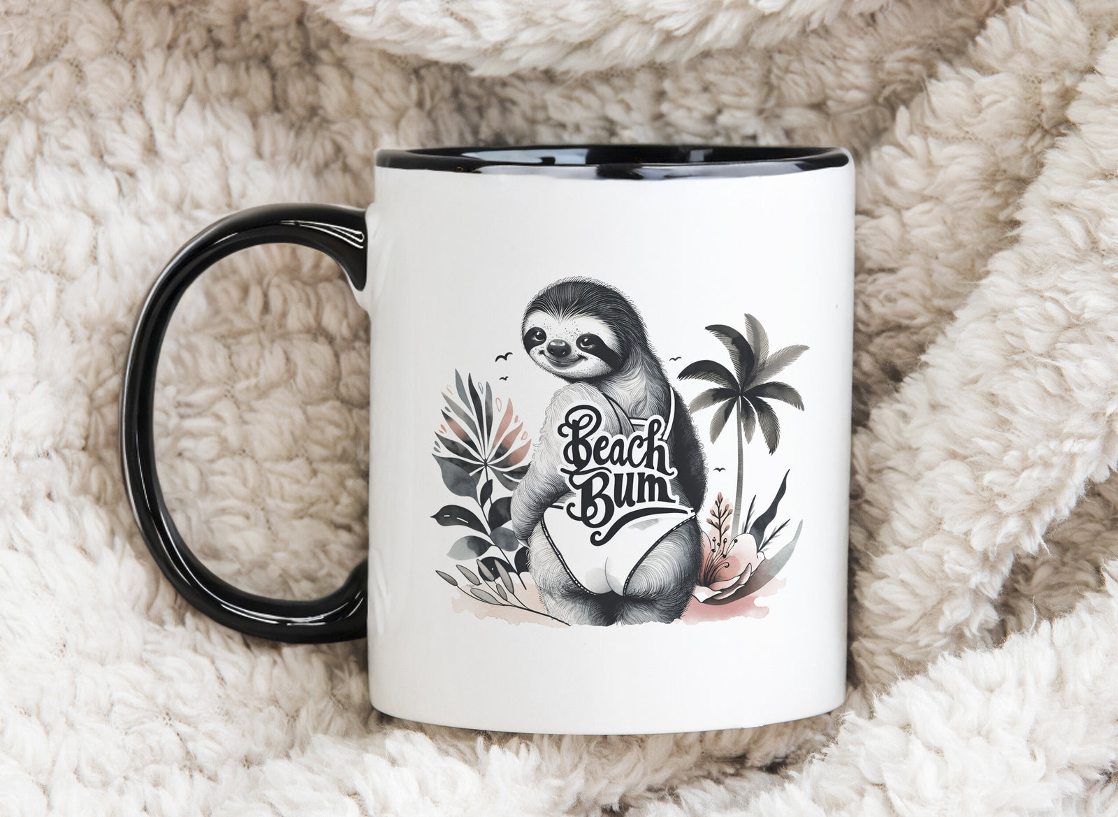 Funny Beach Bum Sloth Novelty Mug Coffee Cup Tea Gift