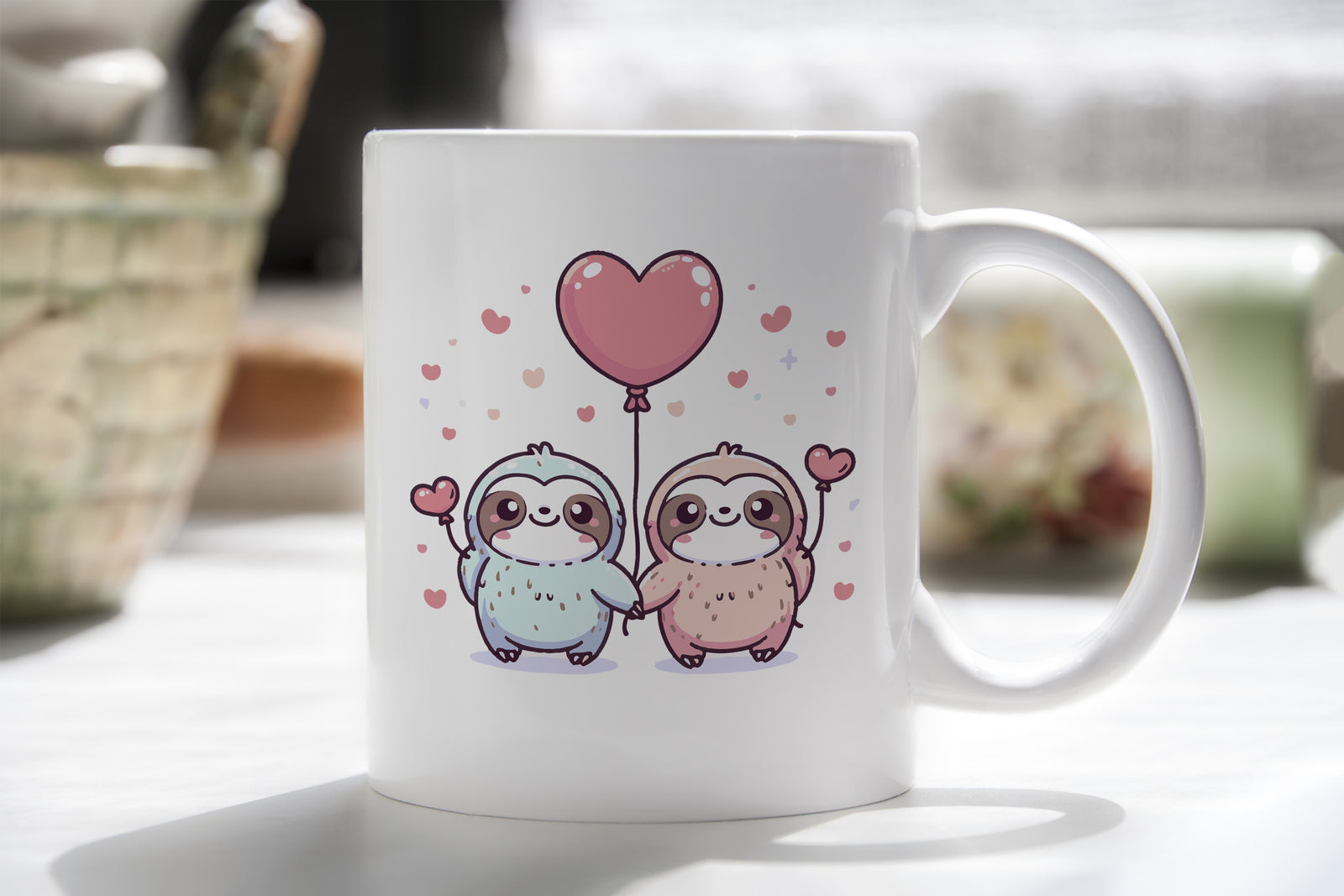 Sloth Lover Novety Mug Love Heart Balloon Coffee Cup