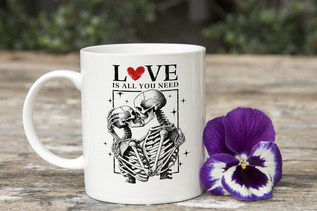 Valentines Day Mug Love is all you need Skeleton Coffee Cup
