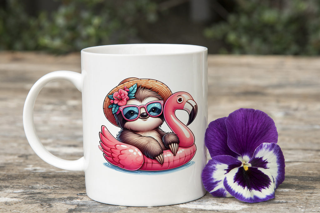 Sloth on float Novelty Mug Caffeine Pool Party Inflatable flamingo Tea Cup