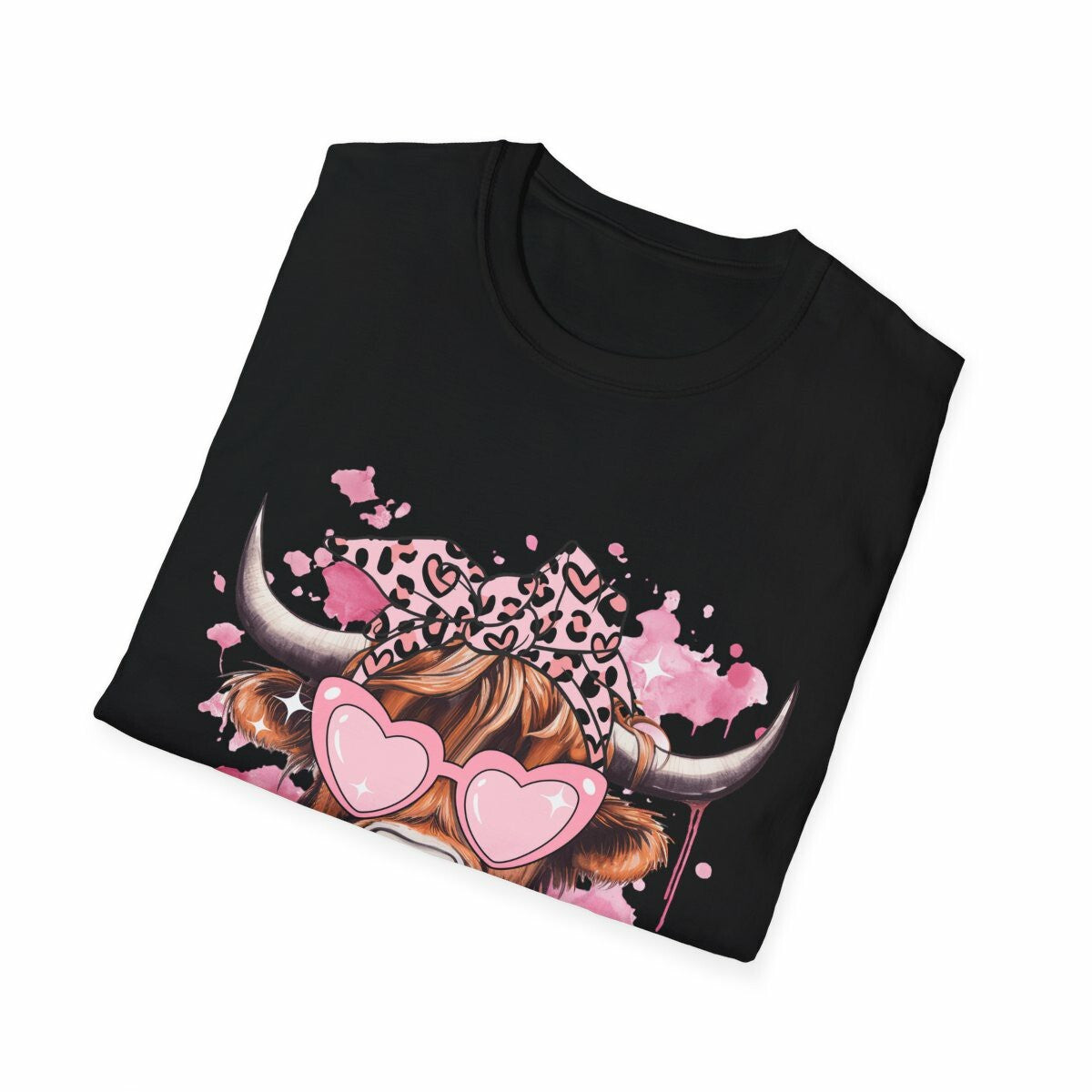 Love Highland Coo unisex t-shirt black Valentine's Day Cow Tee
