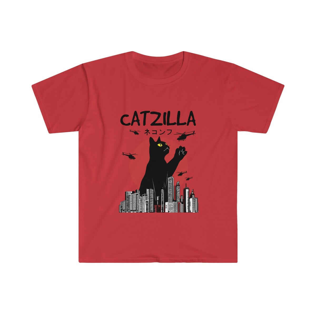 Catzilla Funny cat t-shirt novelty unisex XS To 2XL Godzilla Parody