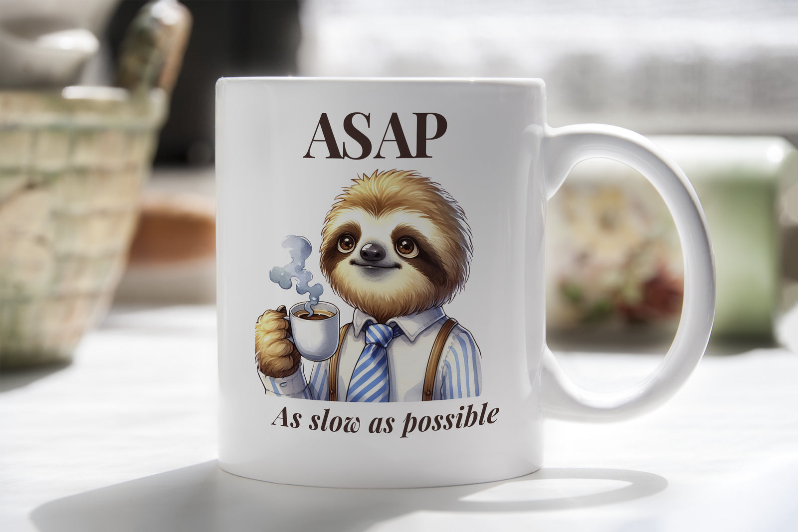 Sloth Mug ASAP As Slow as Possible Coffee Novelty Cup