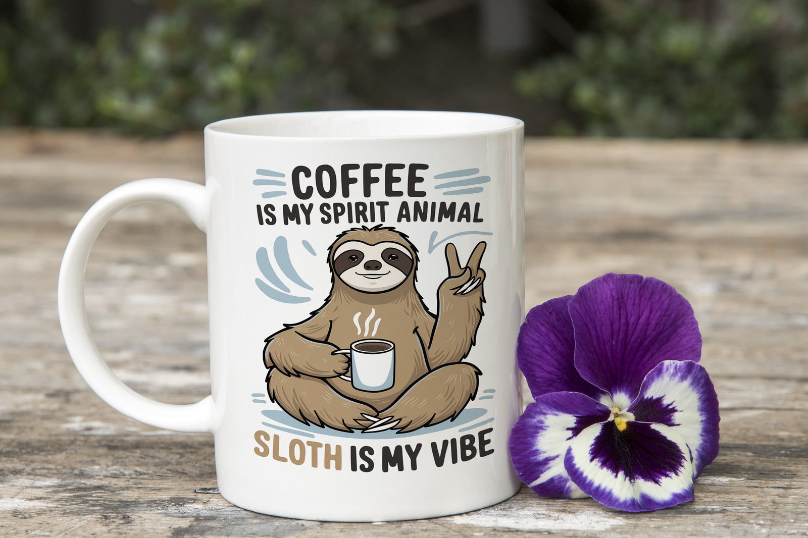 Sloth Mug Coffee is my Spirit Animal Sloth is My Vibe Novelty Cup