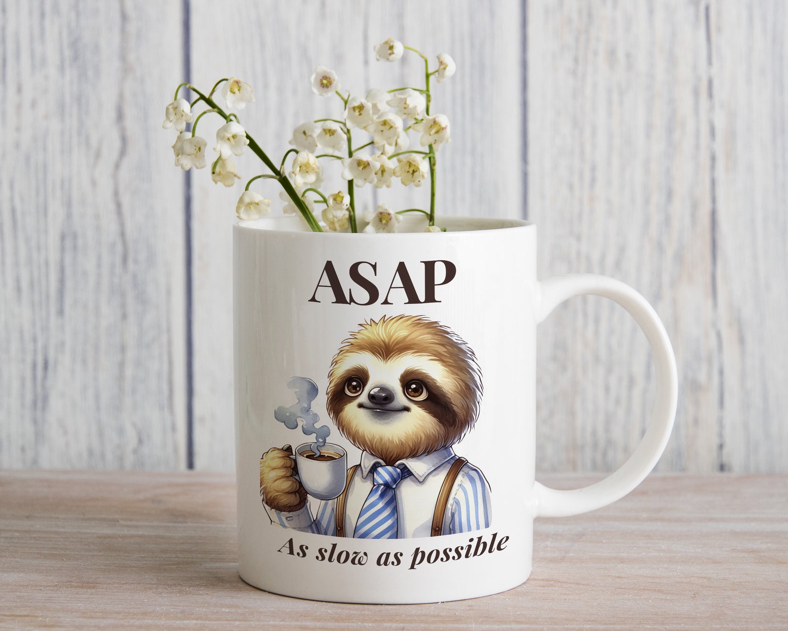 Sloth Mug ASAP As Slow as Possible Coffee Novelty Cup
