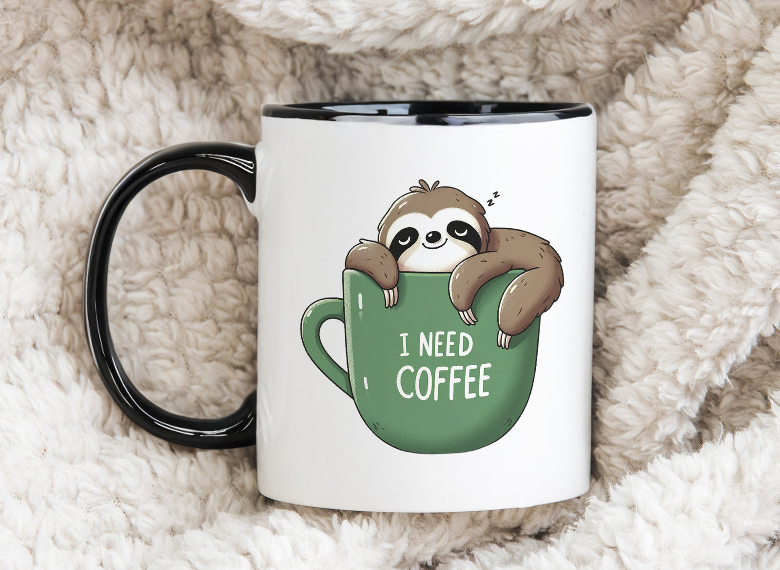 Sloth I Need Coffee Novelty Mug Stocking Suprise Tea Cup