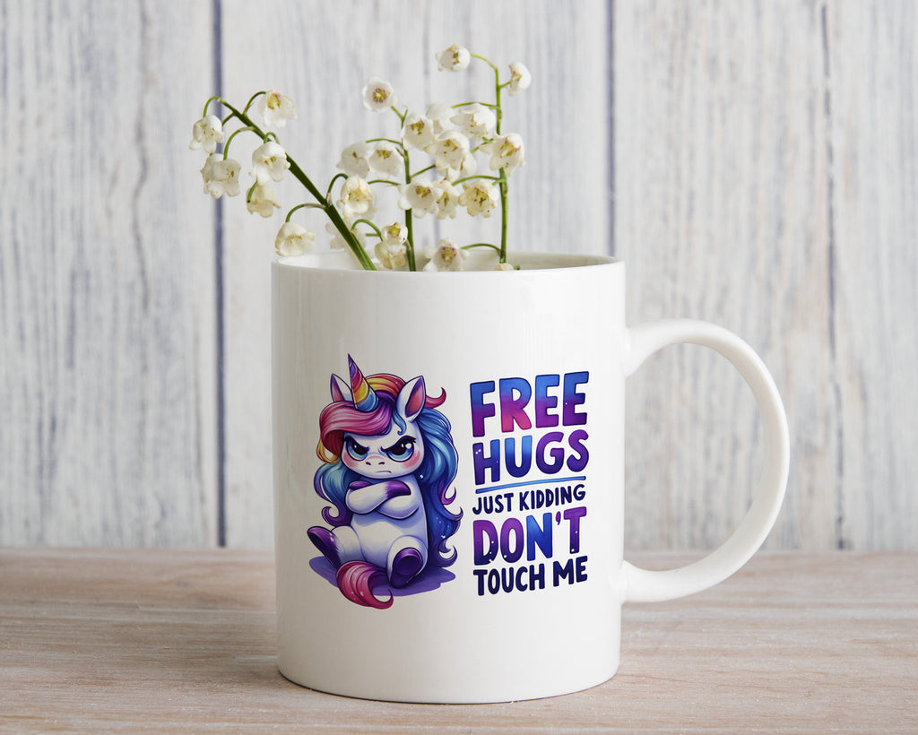 Free hugs just Kidding Don't Touch Me Novelty Mug ASD Coffee Cup