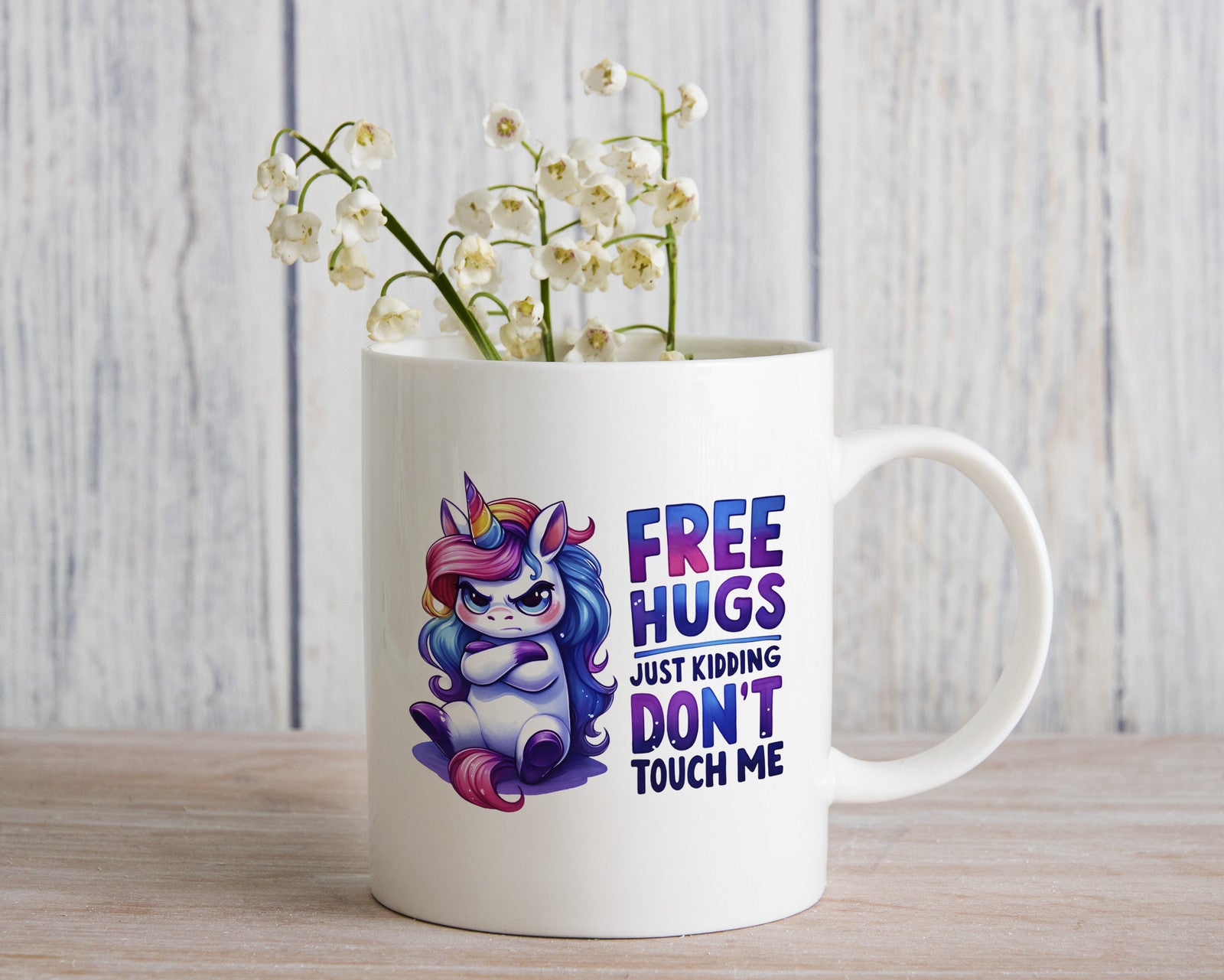 Free hugs just Kidding Don't Touch Me Novelty Mug ASD Coffee Cup
