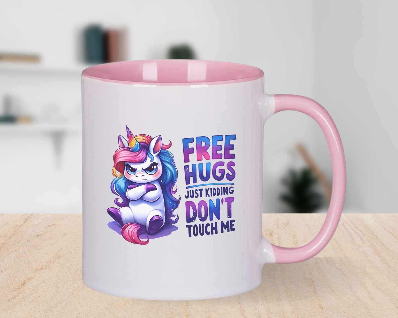 Free hugs just Kidding Don't Touch Me Novelty Mug ASD Coffee Cup