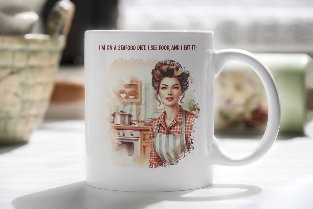 Seafood Food Diet Funny Novelty Mug See Food Pun Funny Gift Coffee Cup