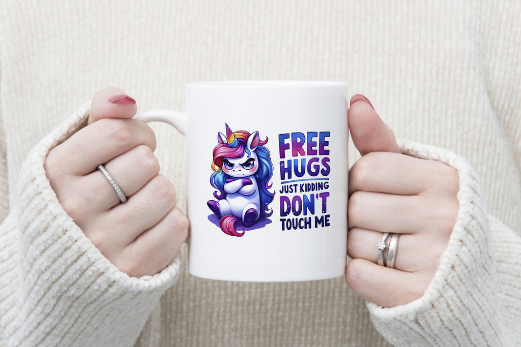 Free hugs just Kidding Don't Touch Me Novelty Mug ASD Coffee Cup