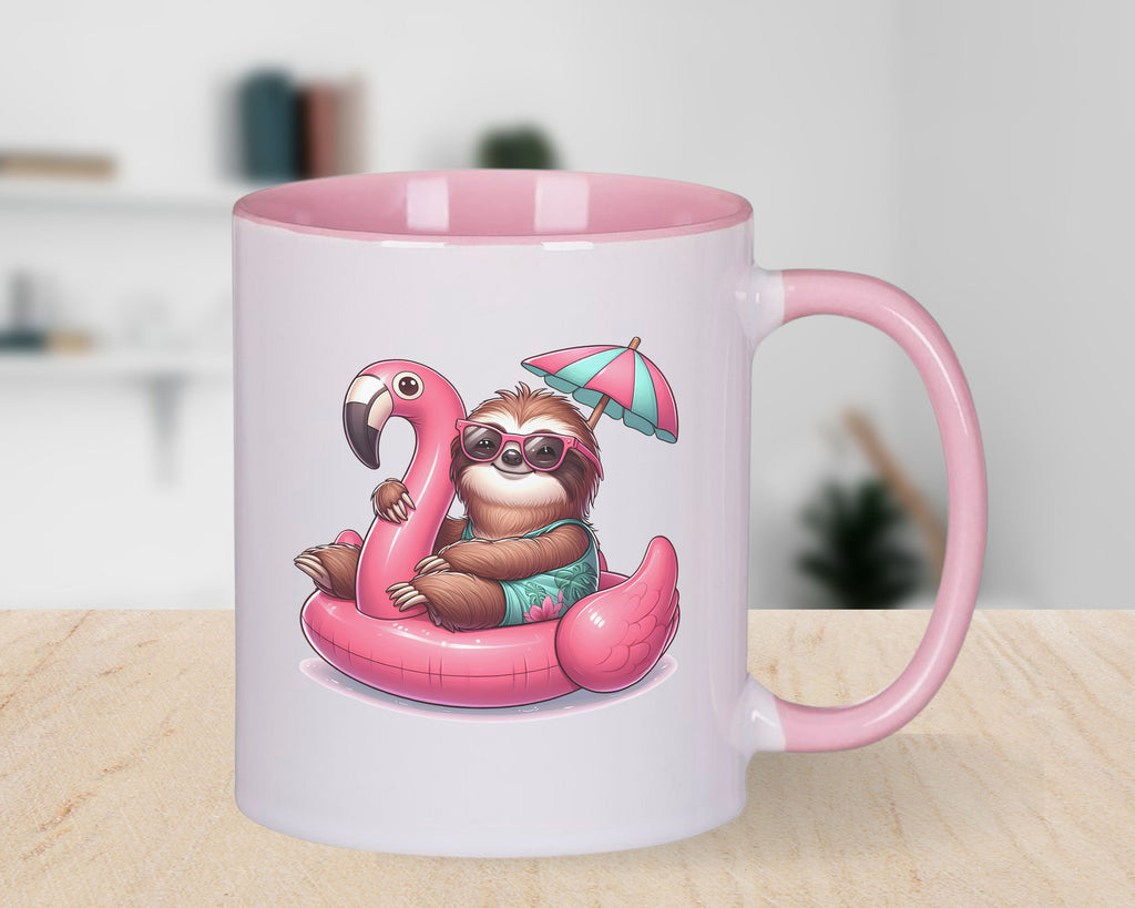 Sloth Palm Tree Float Novelty Mug Fun Coffee Cup Umbrella Tea Cup