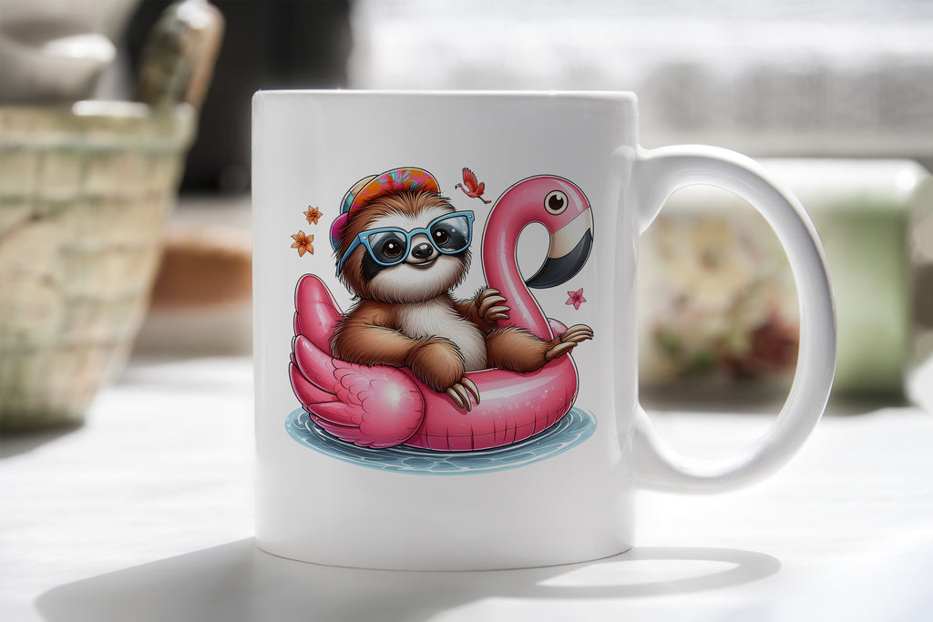 Summer Sloth Novelty Mug Caffeine Pool Party Inflatable flamingo Tea Cup