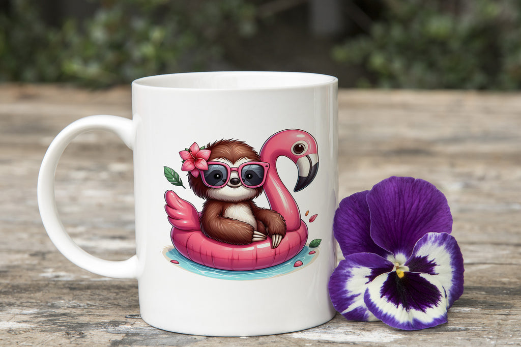 Sloth Summer Float Novelty Mug Fun Coffee Cup