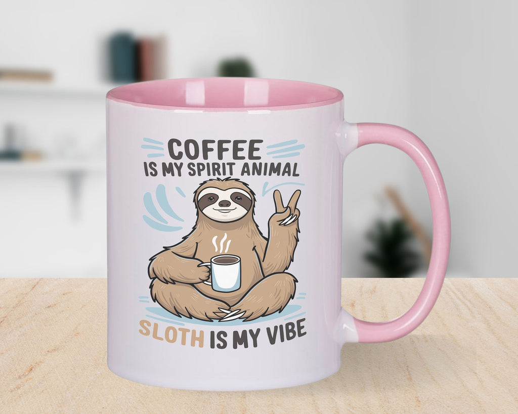 Sloth Mug Coffee is my Spirit Animal Sloth is My Vibe Novelty Cup