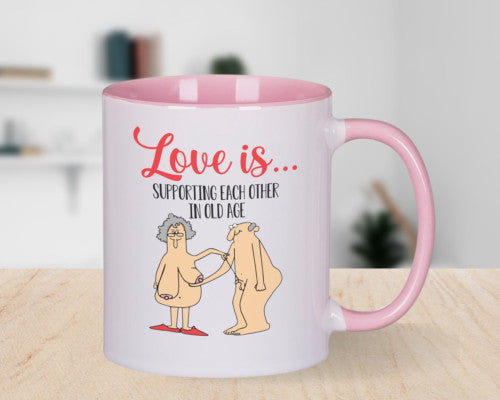 Funny Old Age Love Novelty Mug Supporting Each Other Coffee Cup Growing Together