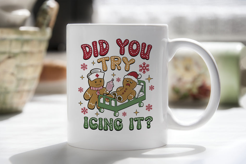 Did You Try Icing It Funny Gingerbread Novelty mug Christmas Caffeine Cup