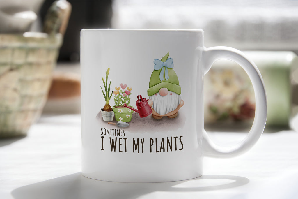 Novelty Mug Sometimes I Wet My Plants Gnome Gardening Coffee Cup