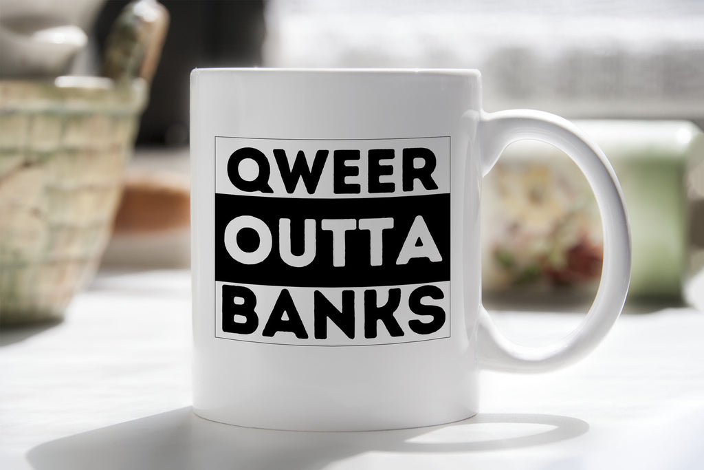 Qweer outta Banks ACT Novelty Mug Gay Pride LGBTQIA Coffee Cup