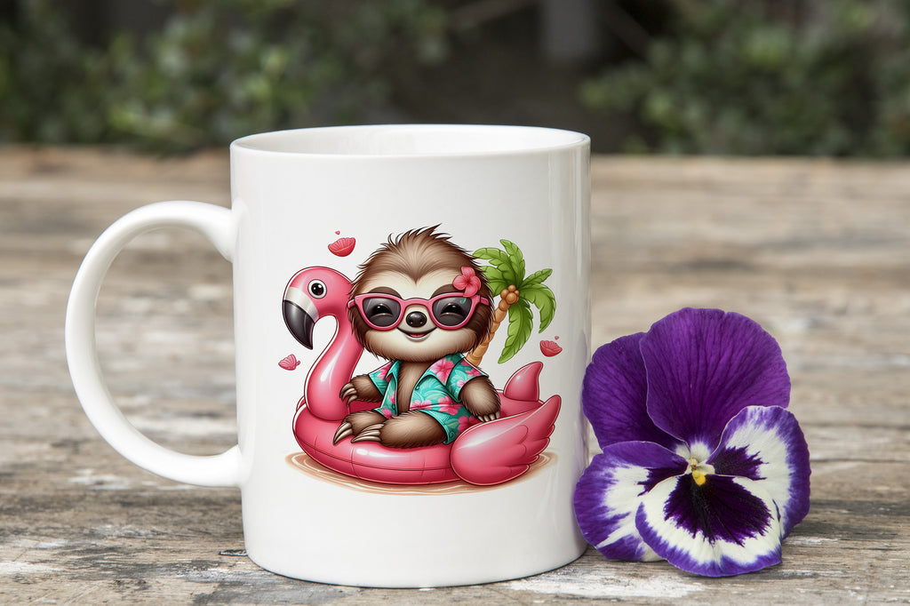 Pool Party Sloth Novelty Mug Caffeine Inflatable flamingo Tea Cup