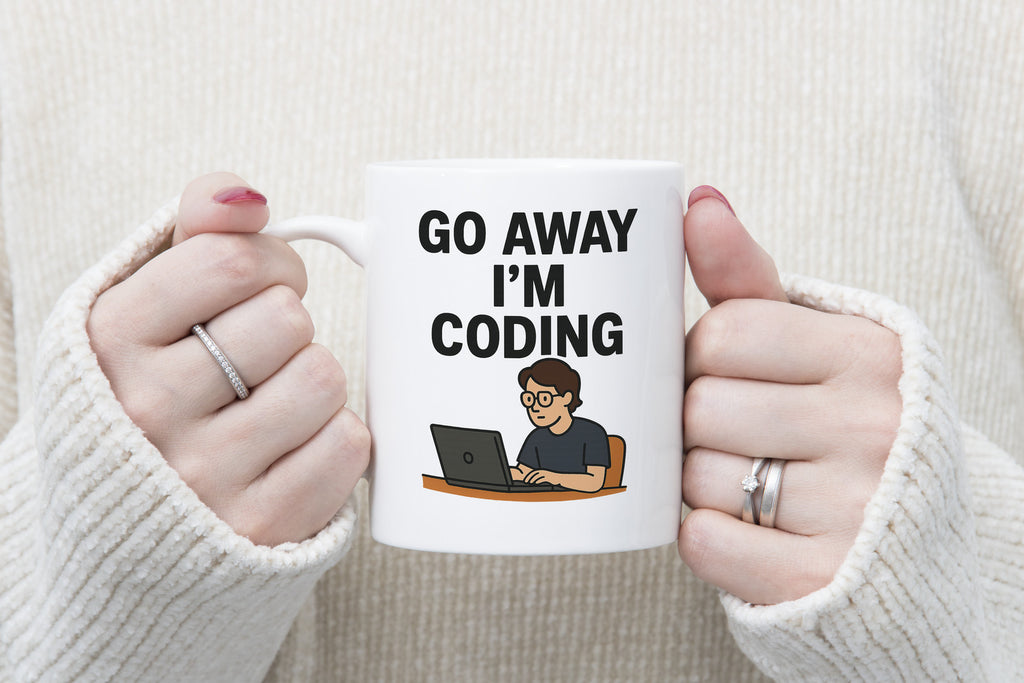 Go Away I'm Coding Novelty Mug Funny Nerd Coffee Cup