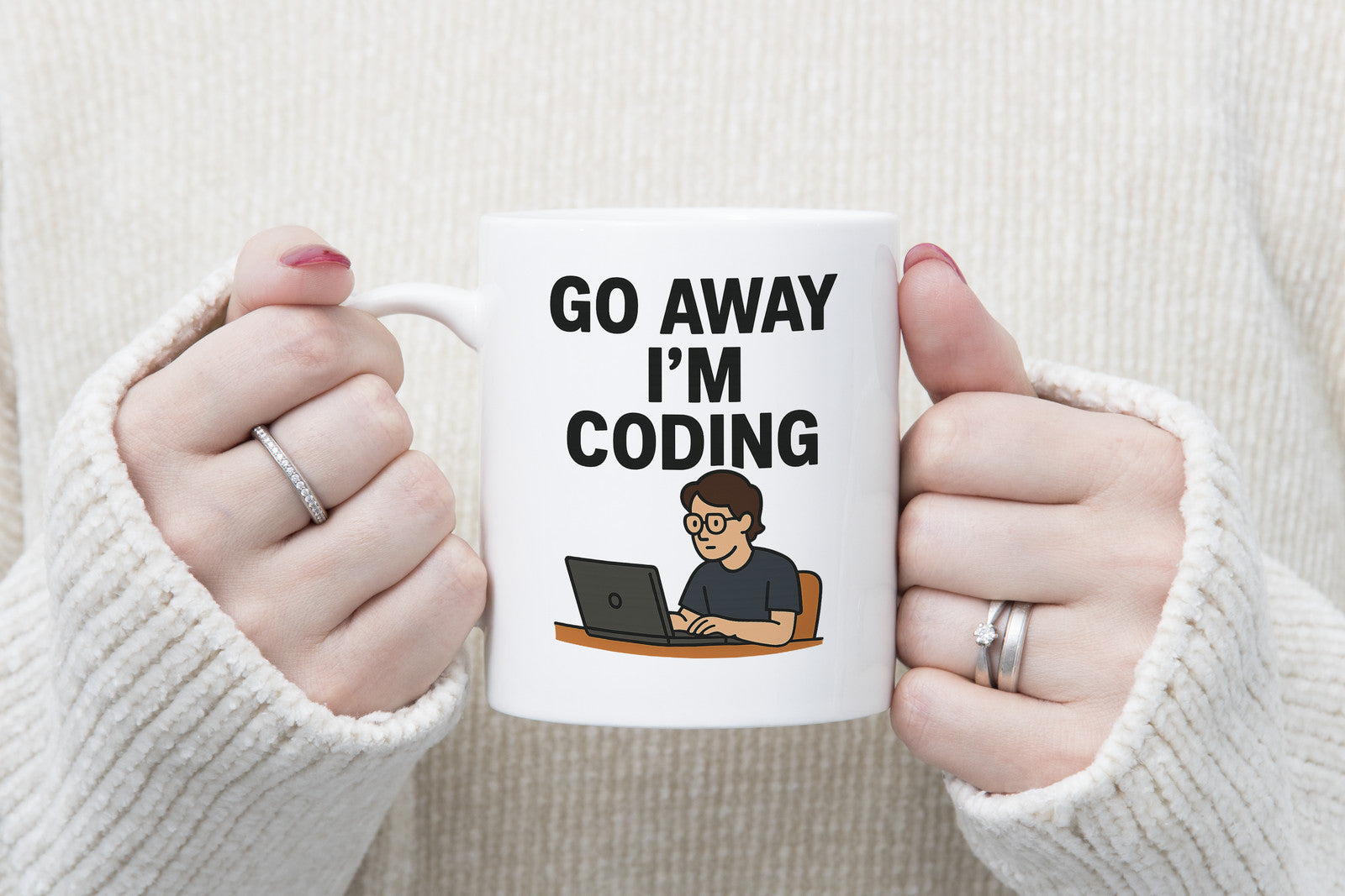 Go Away I'm Coding Novelty Mug Funny Nerd Coffee Cup