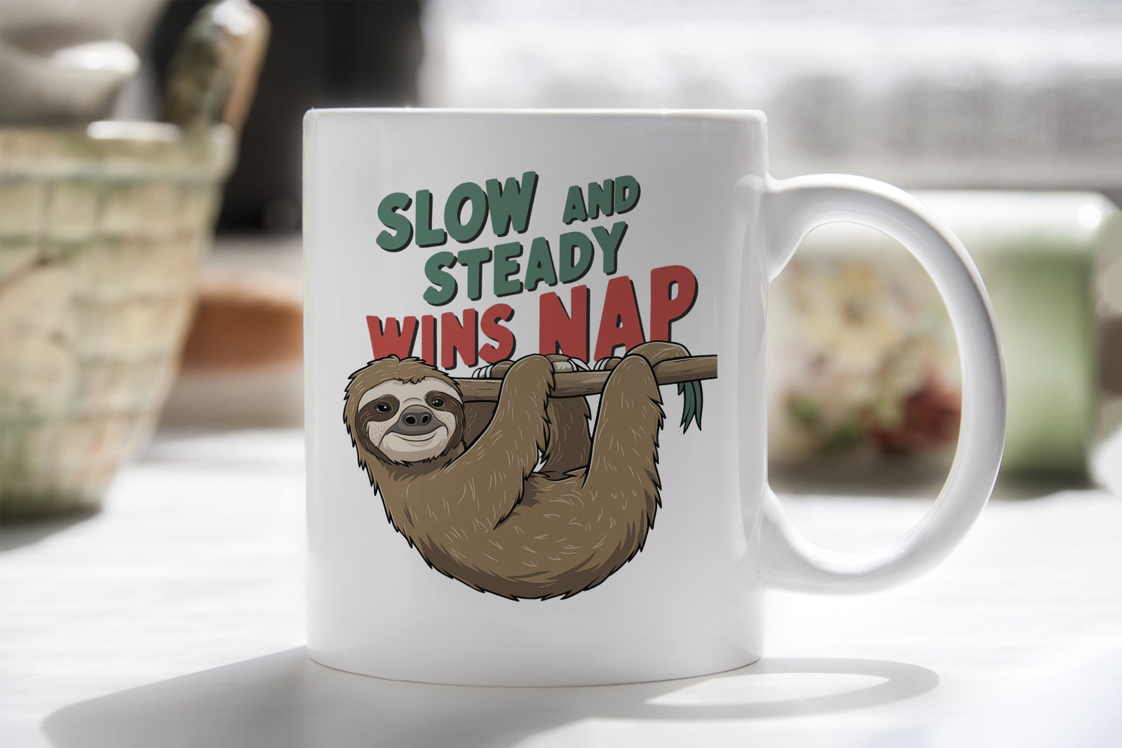 Sloth Novelty Mug Coffee Cup Slow and Steady Wins the Nap