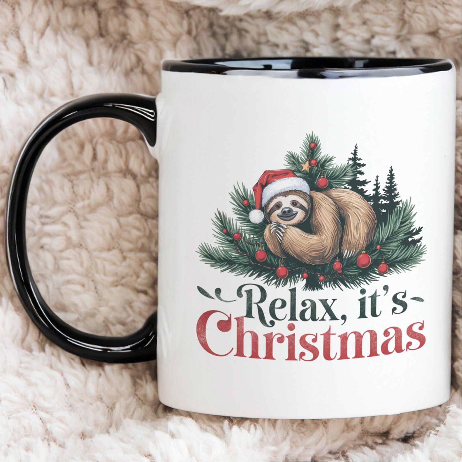 Relax it's Christmas Sloth Novelty Mug Fun Coffee Cup