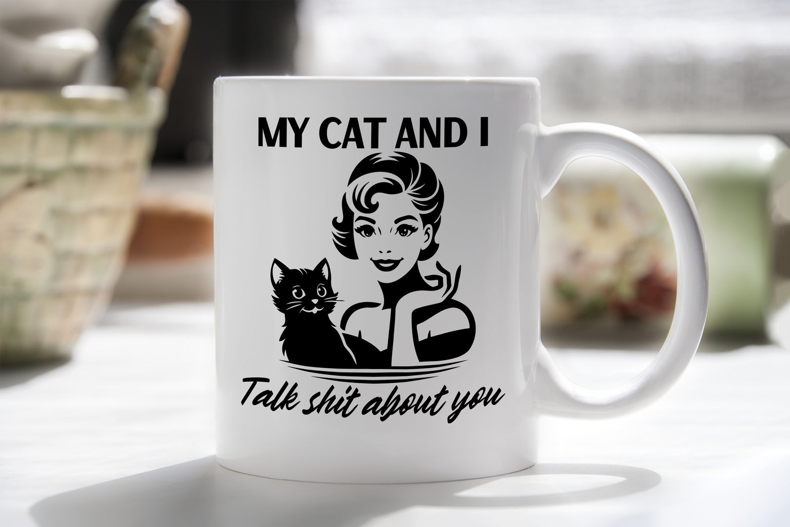 My Cat and I talk Shit about you Novelty Mug Fun Coffee Cup
