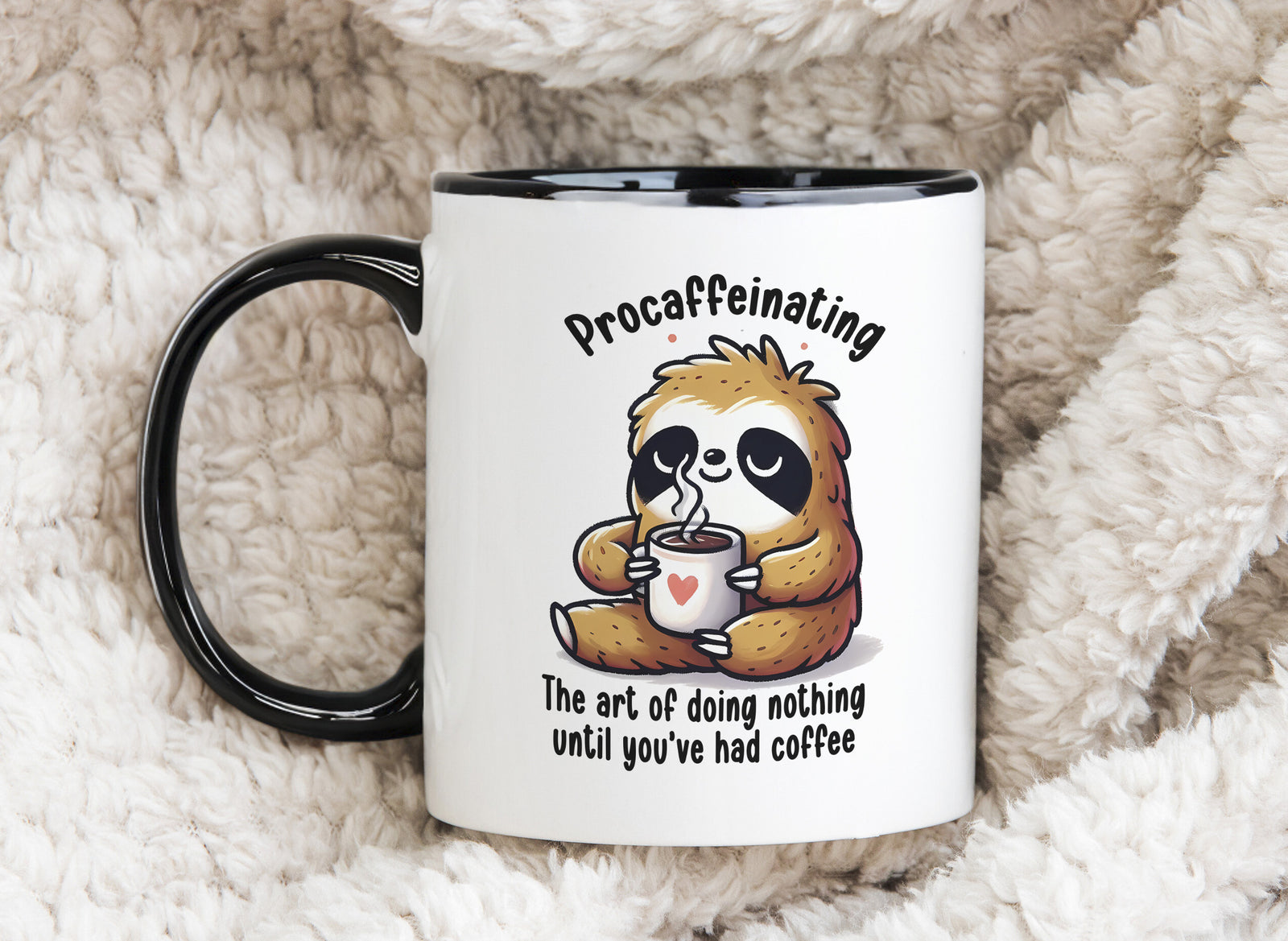 Procaffeinating Novelty Mug Sloth the art of doing nothing Coffee Cup