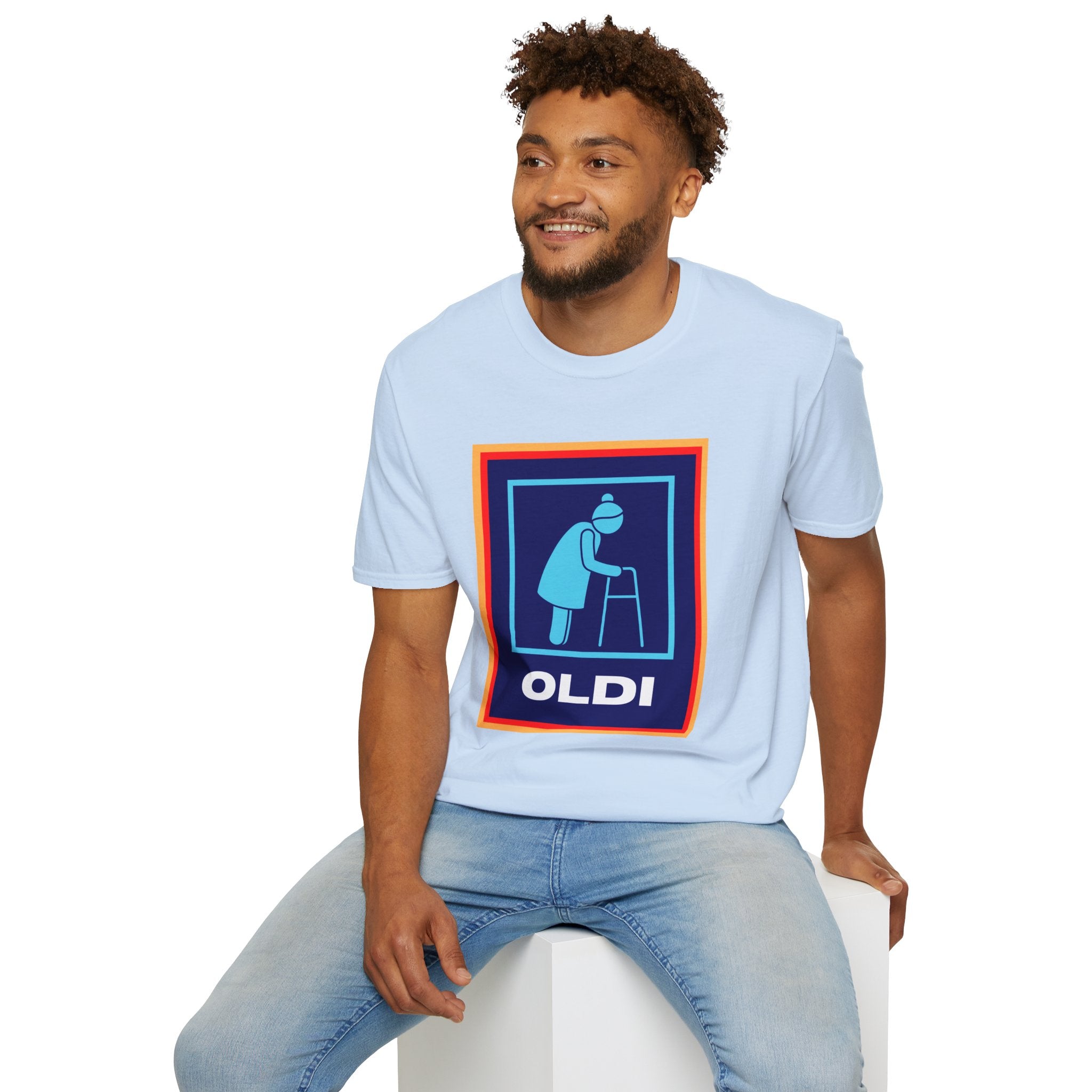 Old lady with Walking Stick Aldi Parody T-Shirt