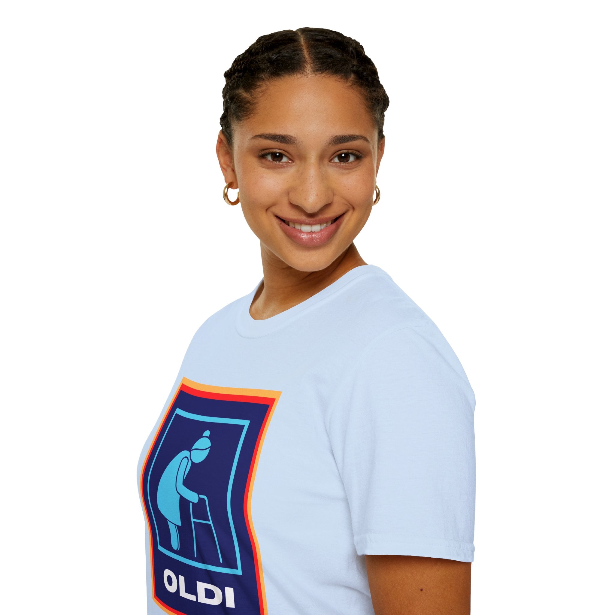 Old lady with Walking Stick Aldi Parody T-Shirt
