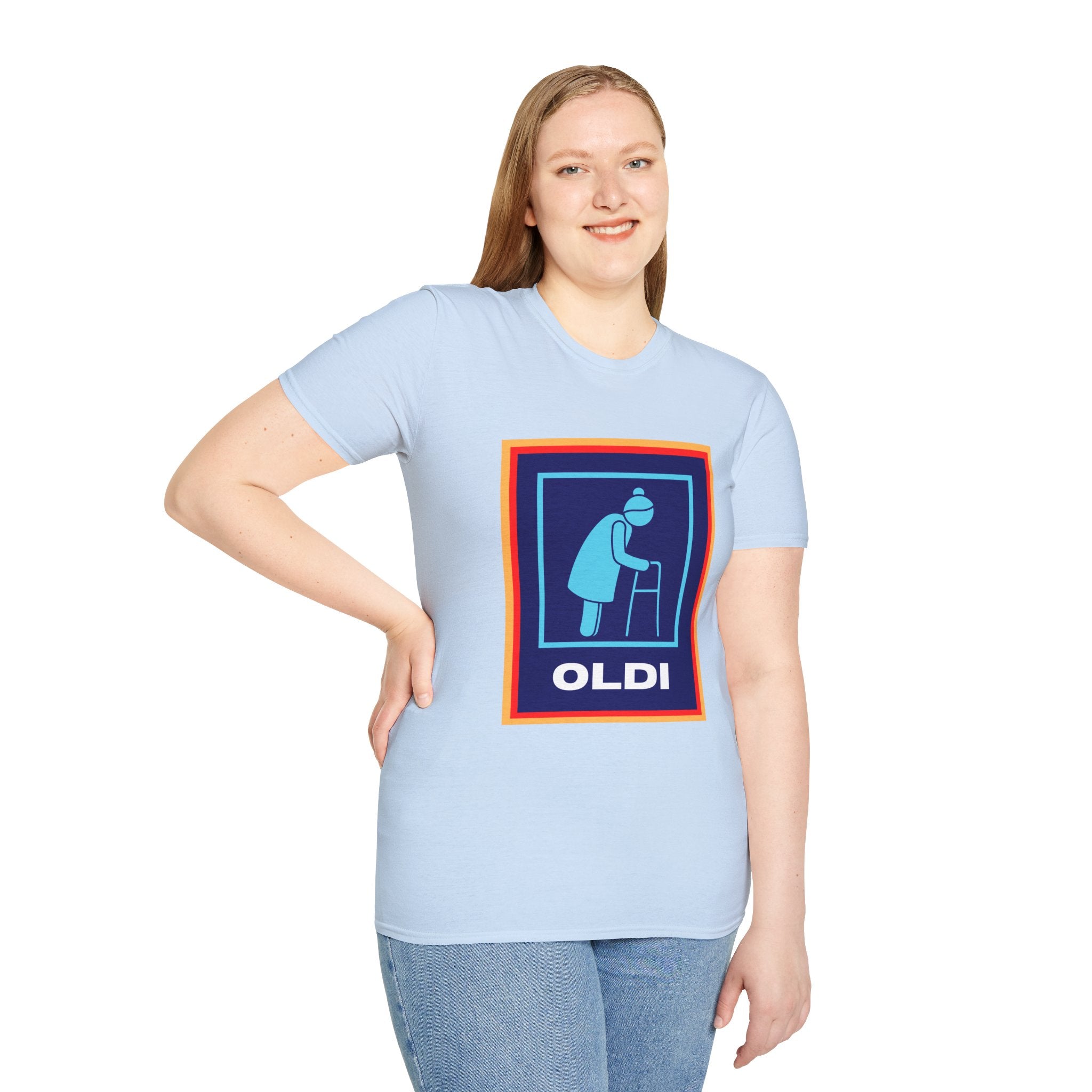 Oldi Walker Lady Funny Aldi Parody White Unisex T-Shirt