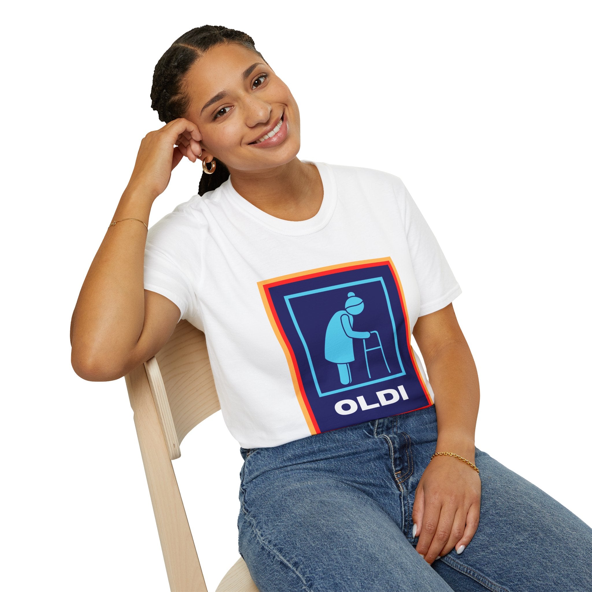 Oldi Walker Lady Funny Aldi Parody White Unisex T-Shirt